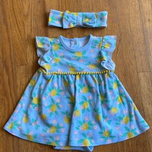 Little me blue lemon dress with matching headband